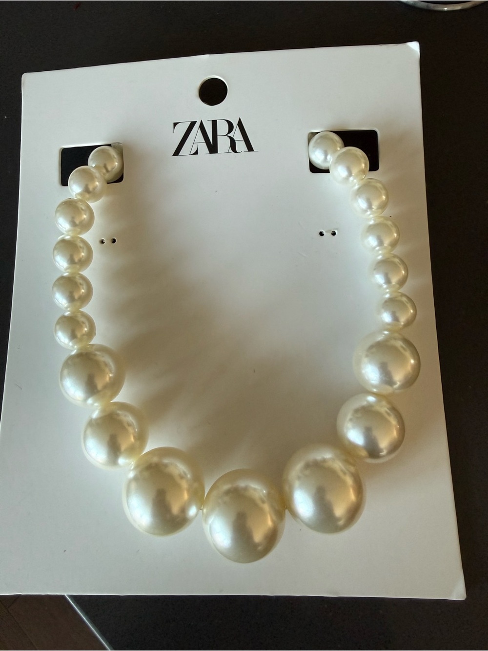 ZARA Pearl Bib Necklace - Cream Graduated Faux Pearls
